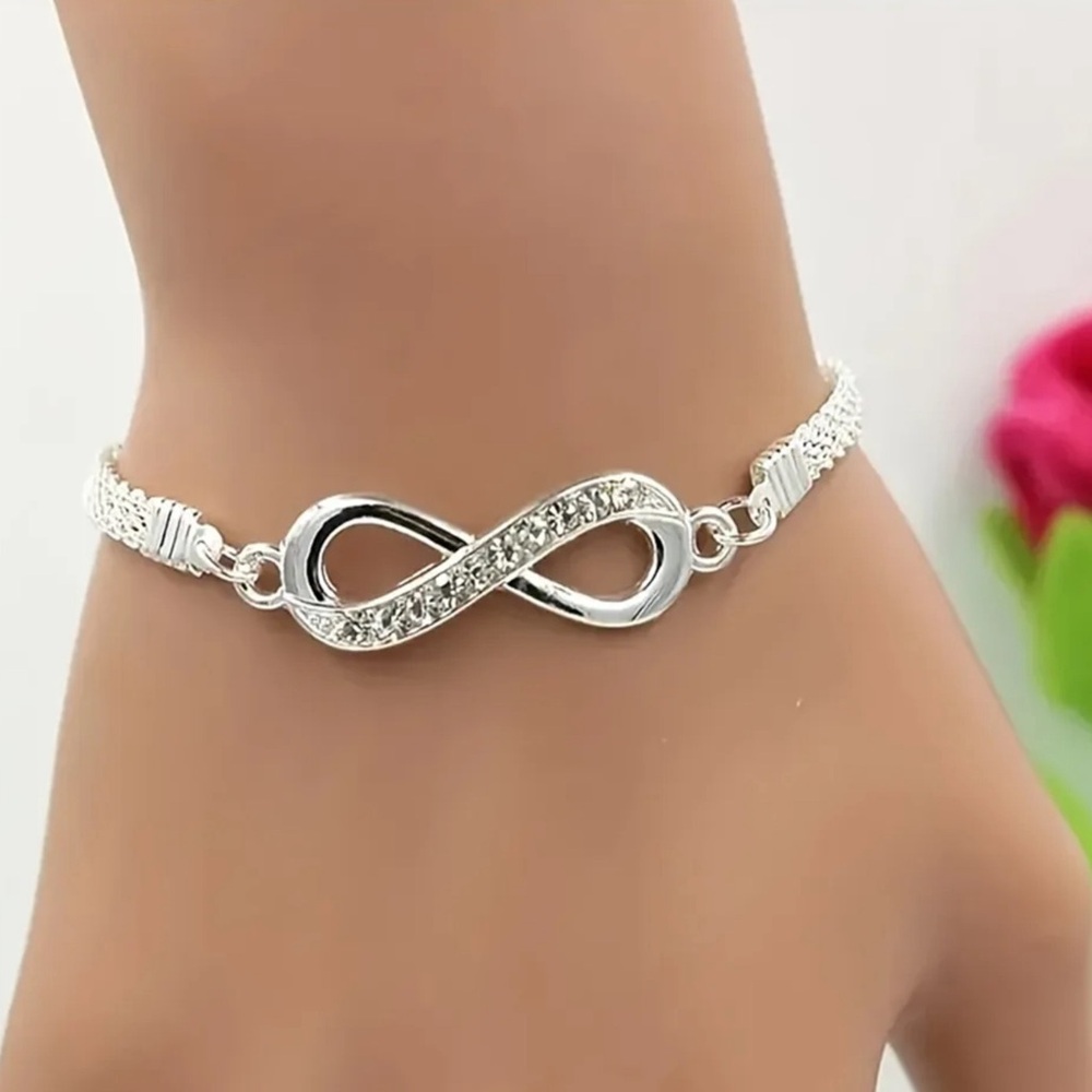 🐘 Stainless Steel Infinity Rhinestone Anklet - Picture 4 of 8